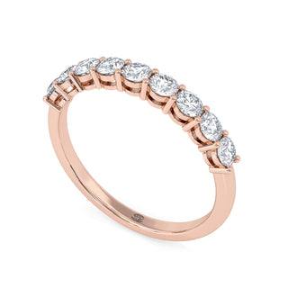Round Cut Half Eternity Shared Prong Diamond Band