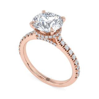 Crown Round Hidden Halo Engagement Ring 2.0 ct