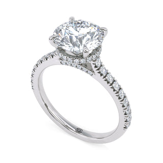 Crown Round Hidden Halo Engagement Ring 2.0 ct