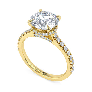 Crown Round Hidden Halo Engagement Ring 2.0 ct