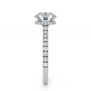Crown Round Hidden Halo Engagement Ring 2.0 ct