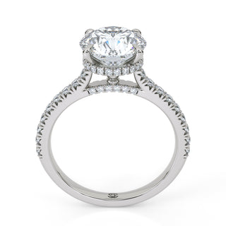 Crown Round Hidden Halo Engagement Ring 2.0 ct