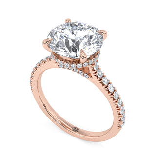 Crown Round Hidden Halo Engagement Ring 3.0 ct