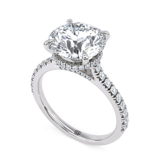 Crown Round Hidden Halo Engagement Ring 3.0 ct