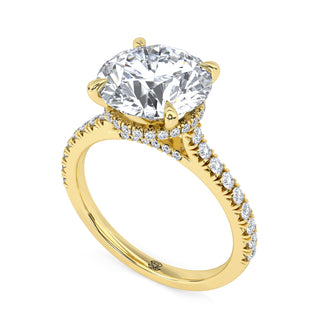 Crown Round Hidden Halo Engagement Ring 3.0 ct