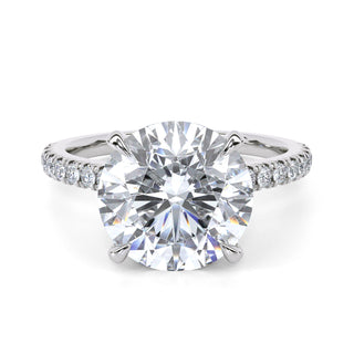 Crown Round Hidden Halo Engagement Ring 3.0 ct