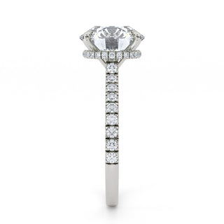 Crown Round Hidden Halo Engagement Ring 3.0 ct
