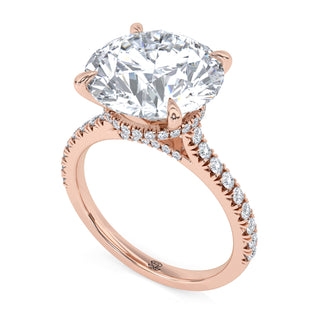 Crown Round Hidden Halo Engagement Ring 5.0 ct