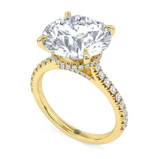 Crown Round Hidden Halo Engagement Ring 5.0 ct