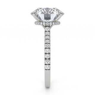 Crown Round Hidden Halo Engagement Ring 5.0 ct