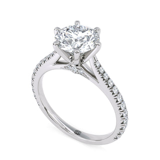 Arch Round Cathedral Pavé Engagement Ring 1.5 ct