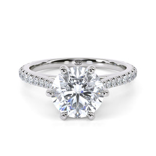 Arch Round Cathedral Pavé Engagement Ring 1.5 ct