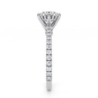 Arch Round Cathedral Pavé Engagement Ring 1.5 ct