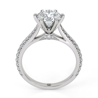 Arch Round Cathedral Pavé Engagement Ring 1.5 ct