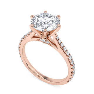 Arch Round Cathedral Pavé Engagement Ring 2.0 ct