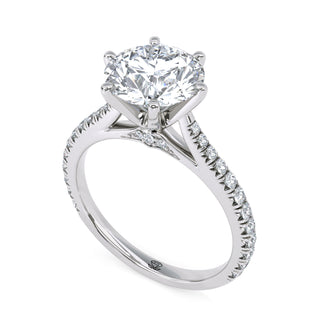 Arch Round Cathedral Pavé Engagement Ring 2.0 ct