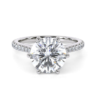 Arch Round Cathedral Pavé Engagement Ring 2.0 ct