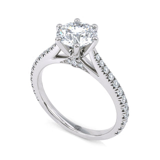 Arch Round Cathedral Pavé Engagement Ring 1.0 ctw
