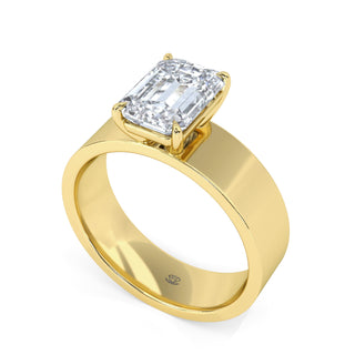 Alianza Vela con pavé de diamantes y esmeralda de 2,0 ctw
