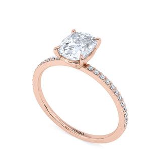 1 ct Cushion Lab Grown Diamond Lumen Hidden Accent Engagement Ring | 1.1 ct tw