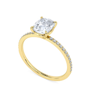1 ct Cushion Lab Grown Diamond Lumen Hidden Accent Engagement Ring | 1.1 ct tw
