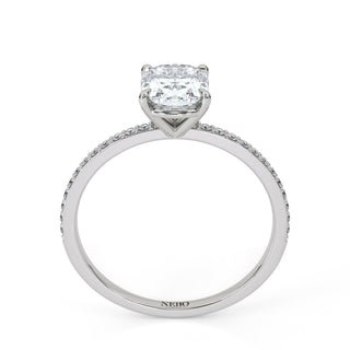 1 ct Cushion Lab Grown Diamond Lumen Hidden Accent Engagement Ring | 1.1 ct tw