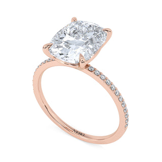 3 ct Cushion Lab Grown Diamond Lumen Hidden Accent Engagement Ring | 3.1 ct tw