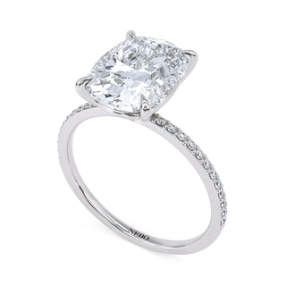 3 ct Cushion Lab Grown Diamond Lumen Hidden Accent Engagement Ring | 3.1 ct tw