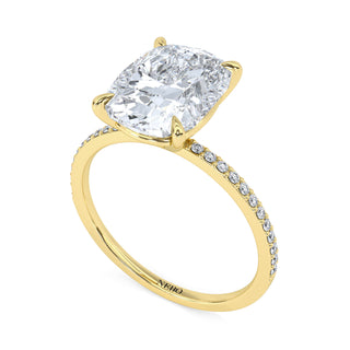 3 ct Cushion Lab Grown Diamond Lumen Hidden Accent Engagement Ring | 3.1 ct tw