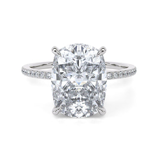 3 ct Cushion Lab Grown Diamond Lumen Hidden Accent Engagement Ring | 3.1 ct tw