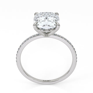 3 ct Cushion Lab Grown Diamond Lumen Hidden Accent Engagement Ring | 3.1 ct tw