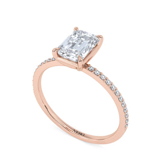 1 ct Emerald Lab Grown Diamond Lumen Hidden Accent Engagement Ring | 1.1 ct tw