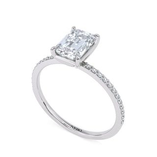 1 ct Emerald Lab Grown Diamond Lumen Hidden Accent Engagement Ring | 1.1 ct tw