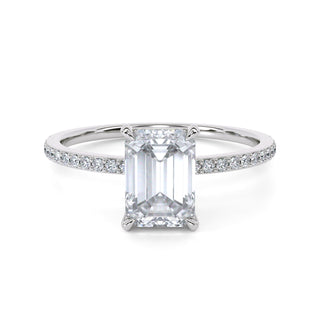 1 ct Emerald Lab Grown Diamond Lumen Hidden Accent Engagement Ring | 1.1 ct tw