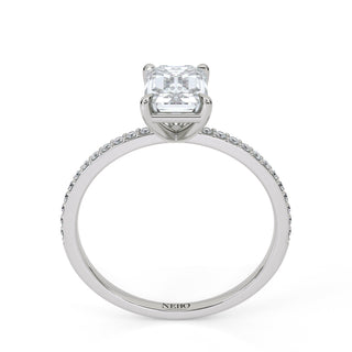 1 ct Emerald Lab Grown Diamond Lumen Hidden Accent Engagement Ring | 1.1 ct tw