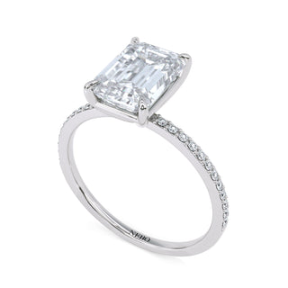 2 ct Emerald Lab Grown Diamond Lumen Hidden Accent Engagement Ring | 2.1 ct tw