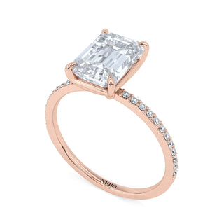 2 ct Emerald Lab Grown Diamond Lumen Hidden Accent Engagement Ring | 2.1 ct tw