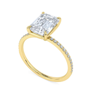 2 ct Emerald Lab Grown Diamond Lumen Hidden Accent Engagement Ring | 2.1 ct tw