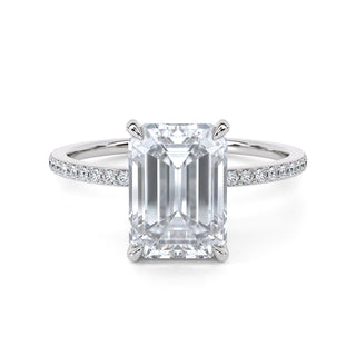 2 ct Emerald Lab Grown Diamond Lumen Hidden Accent Engagement Ring | 2.1 ct tw
