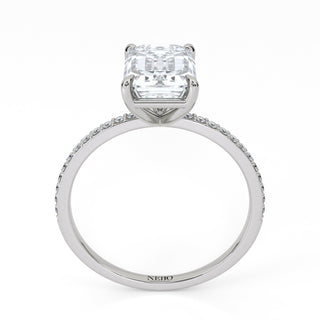 2 ct Emerald Lab Grown Diamond Lumen Hidden Accent Engagement Ring | 2.1 ct tw