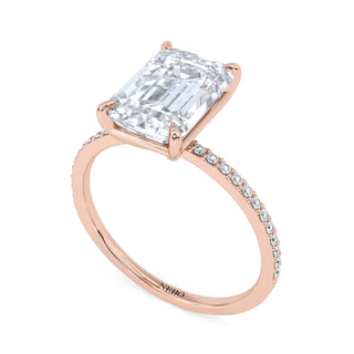 3 ct Emerald Lab Grown Diamond Lumen Hidden Accent Engagement Ring | 3.1 ct tw