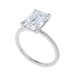 3 ct Emerald Lab Grown Diamond Lumen Hidden Accent Engagement Ring | 3.1 ct tw