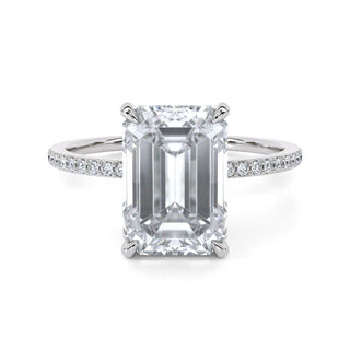 3 ct Emerald Lab Grown Diamond Lumen Hidden Accent Engagement Ring | 3.1 ct tw