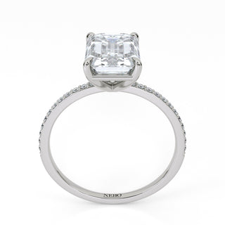3 ct Emerald Lab Grown Diamond Lumen Hidden Accent Engagement Ring | 3.1 ct tw