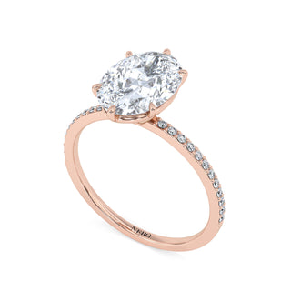 2 ct Oval Lab Grown Diamond Lumen Hidden Accent Engagement Ring | 2.1 ct tw