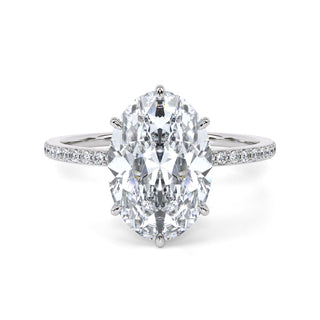 2 ct Oval Lab Grown Diamond Lumen Hidden Accent Engagement Ring | 2.1 ct tw