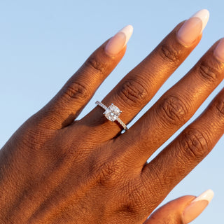 1 ct Cushion Lab Grown Diamond Lumen Hidden Accent Engagement Ring | 1.1 ct tw