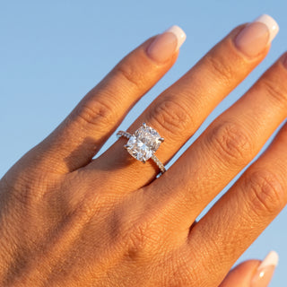 3 ct Cushion Lab Grown Diamond Lumen Hidden Accent Engagement Ring | 3.1 ct tw
