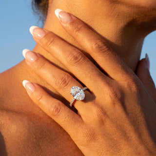 2 ct Oval Lab Grown Diamond Lumen Hidden Accent Engagement Ring | 2.1 ct tw