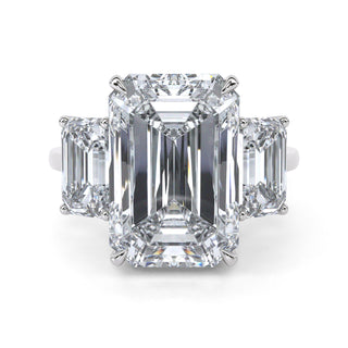 4.54 ct Emerald Lab Grown Diamond Antwerpen IV Three-Stone Engagement Ring | 6.32 ct tw